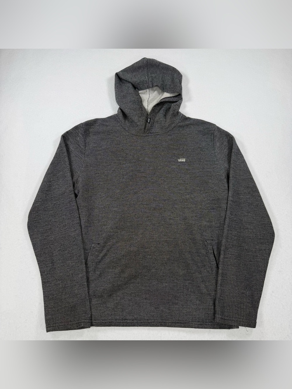 Vans Lightweight Hoodie Men’s Size M Gray Knit Marled Harringbone Texture